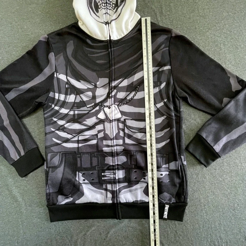 Fortnite Skull Trooper Hoodie Boys L Black Skeleton Full Zip Mesh Mask 2019‎